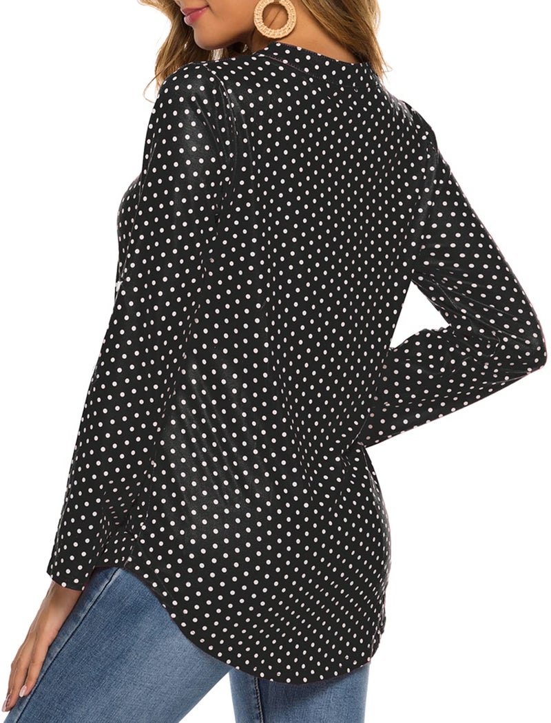 Halife Womens Business Casual Clothing 3/4 Sleeve Work Tops for Office Henley Shirt Black3 XL - Image 5
